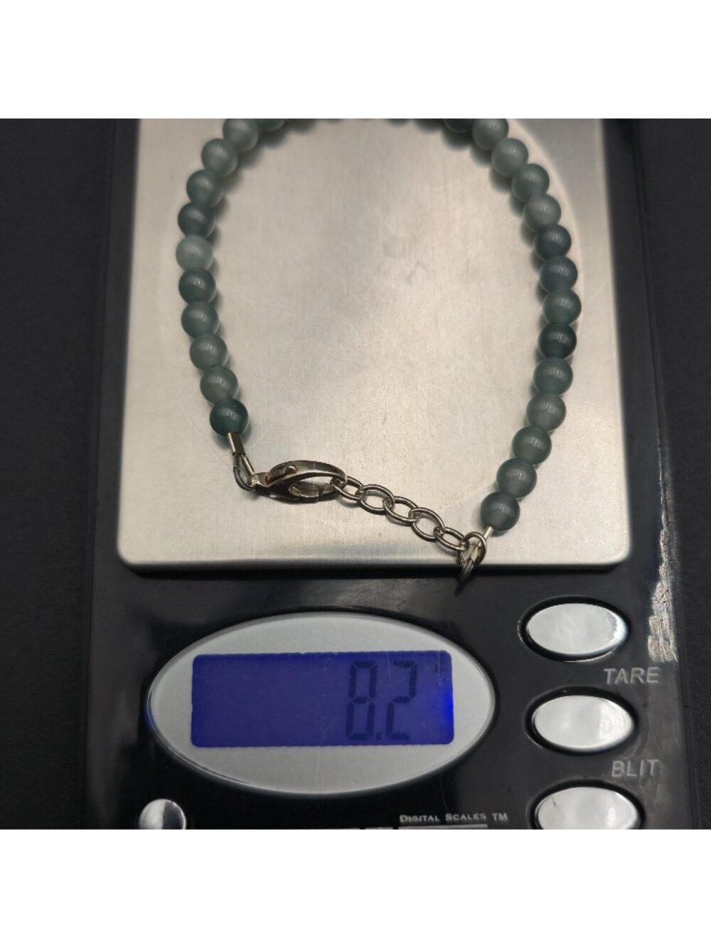 7 Inch Sterling Silver Natural Round Moss Agate Stone Bracelet B1442 - Picture 7 of 7
